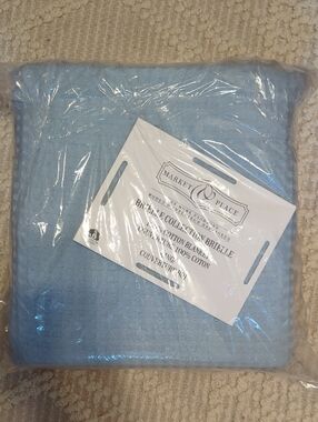 Market Place 100% Cotton Waffle Weave Blanket King Light Blue Brand New 108x90